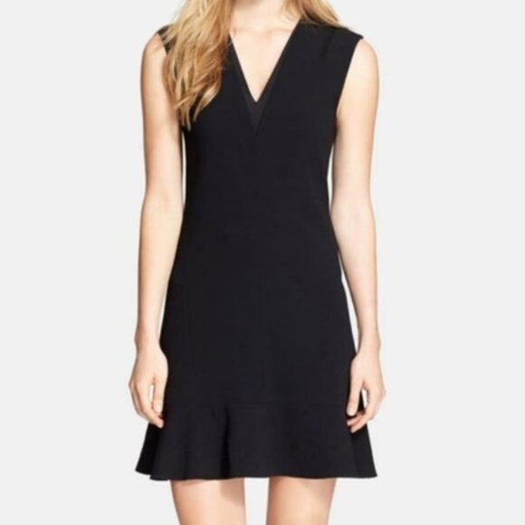 Rebecca Taylor Black Cocktail V-Neck Dress Size 0 Like New - Picture 2 of 6